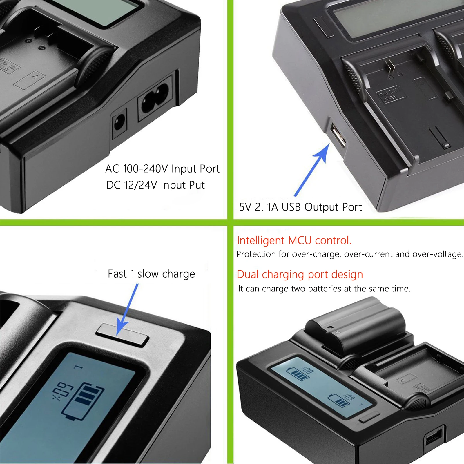 2800mAh EN-EL15C EN-EL15B EN-EL15 Battery +Fast LCD Charger for Nikon Z5,Z6,Z6 II,Z7,Z7II，Z8 D600 D610 D600E D800 D810 D800E