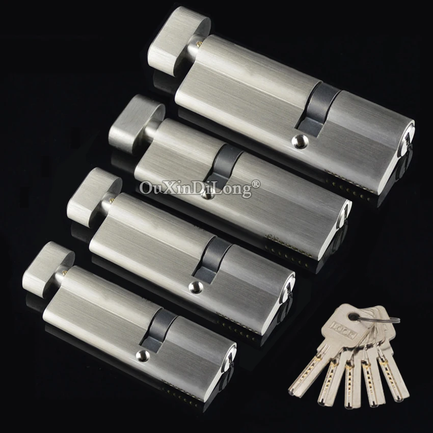 

Stock 1PCS Solid Brass European Mortise Door Lock Cylinder 60~100mm Large Partiality Lock Core Lock Gall Repair Parts + 5 Keys