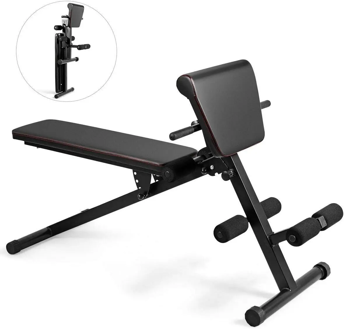 

Foldable Multi-functional Stretching Bench Adjustable Sit-up Abdominal Muscle Plate Strength Training Chair w/Adjustable Height