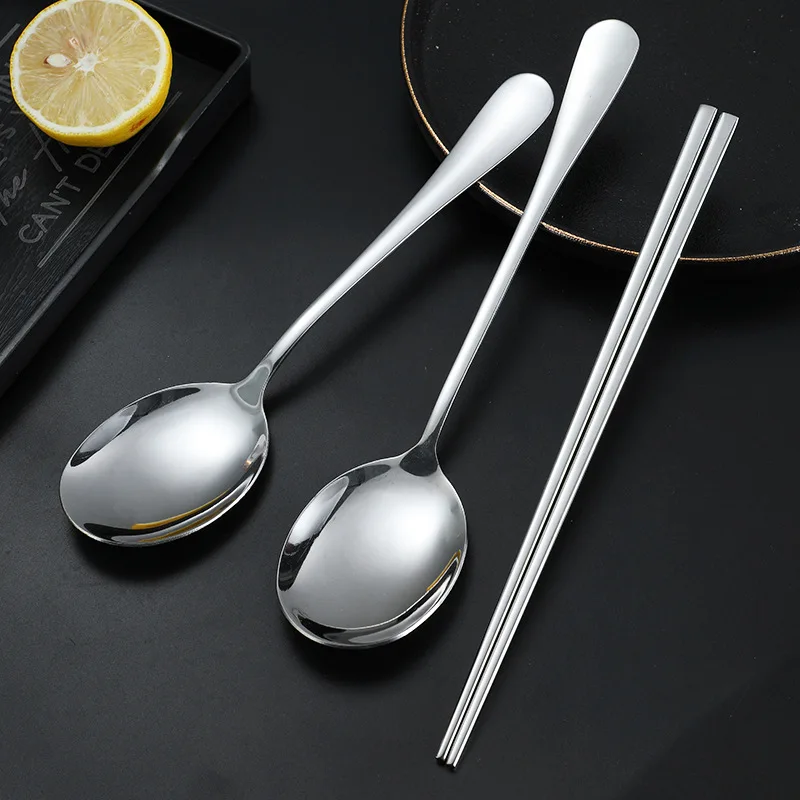 Stainless Steel Serving Spoon and Fork Chopsticks Cutlery Sets for Buffet Long Handle Home Dinnerware Tableware Kitchen Utensils