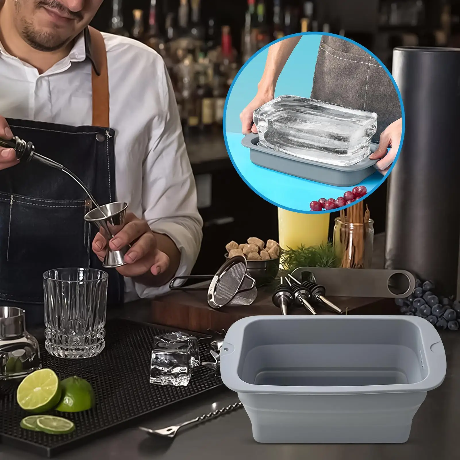 

Large Ice Trays For Freezer Large Silicone Molds Ice Tray Foldable Reusable Silicone Molds Big Block Maker Container For