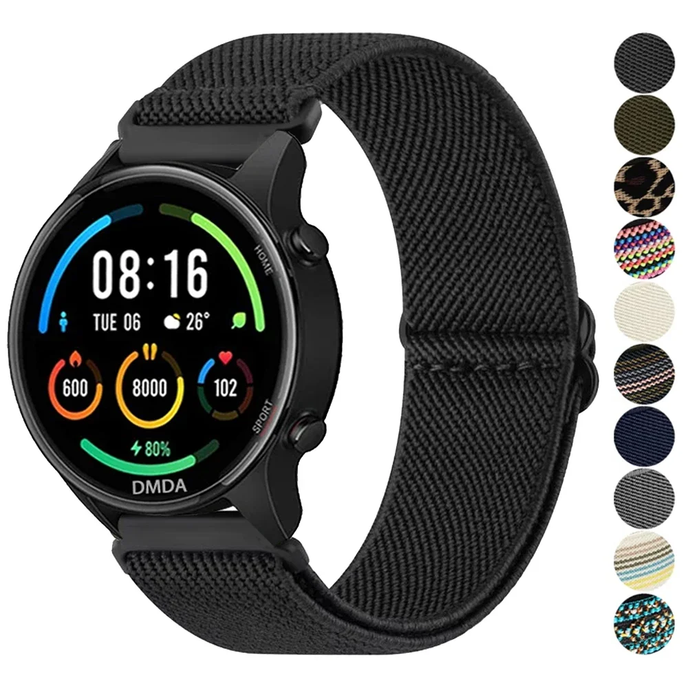 22 20mm Nylon Stretchy for Xiaomi Watch Watch S4 S3 Sport Band Mi Watch 2 Pro/Color 2/S1 Active/S2 42 46mm Boho Casual Wristband