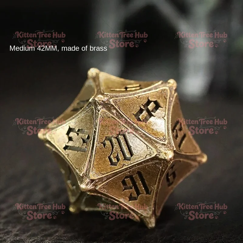 Large D20 Gate Brass Dice Twenty-Sided Board Game Running Group Metal Color Support Size Customization