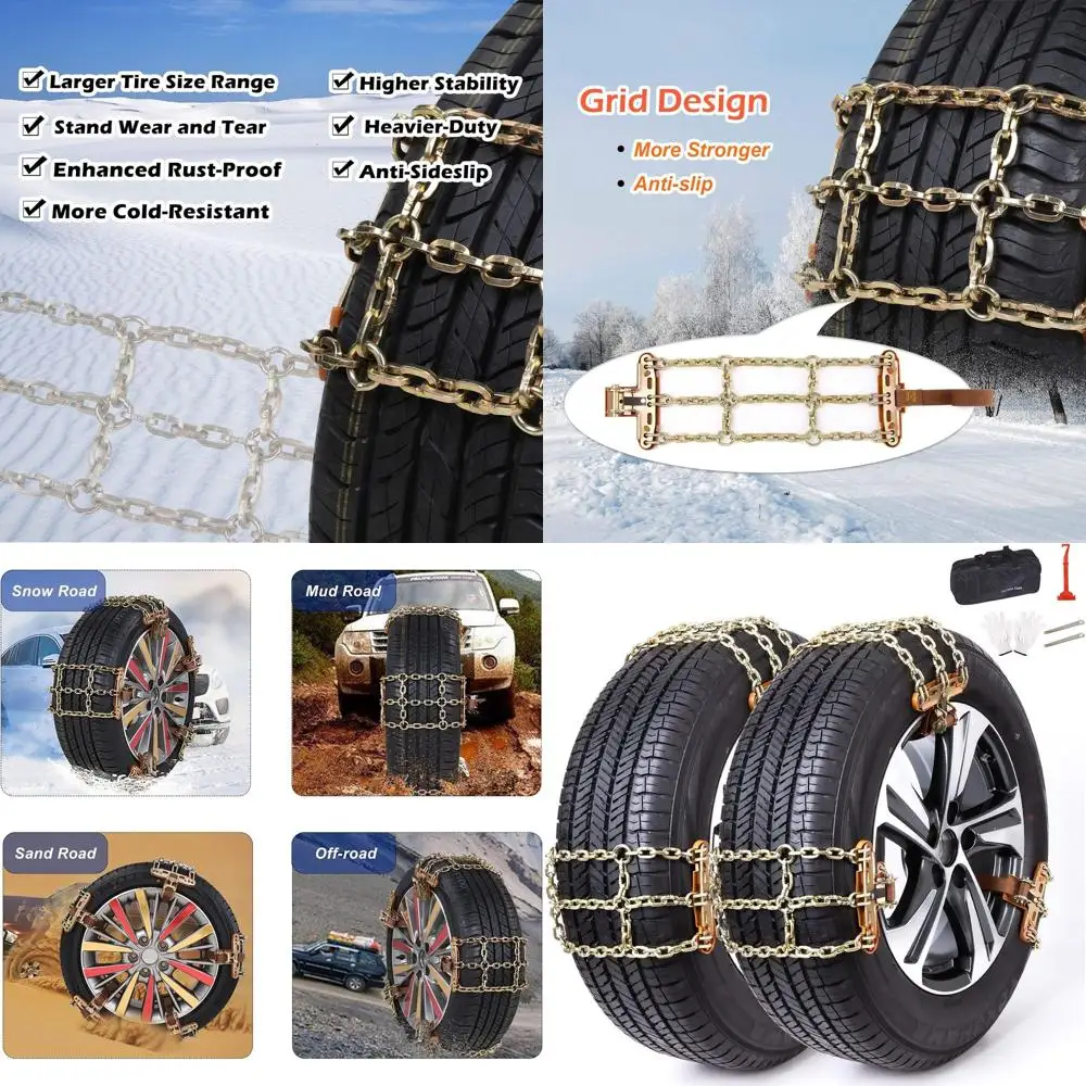 

Снежные цепи для внедорожников, автомобильных пикапов, автофургонов, универсальные регулируемые аварийные портативные цепи для снежных шин, применимые шины 215-31