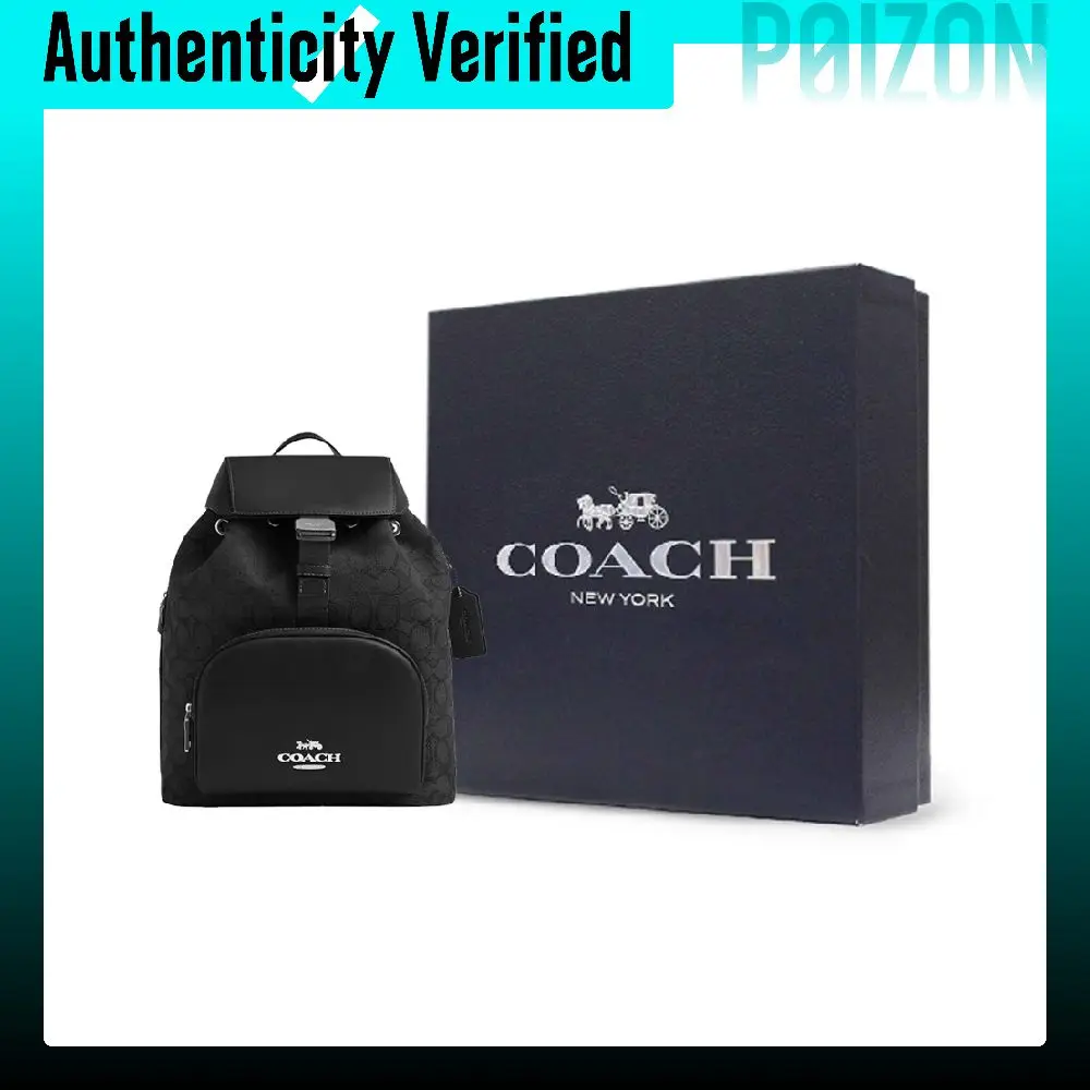 COACH PACE Jacquard With Calfskin Backpack Large Women's Black & Silver CT812-SBKBK