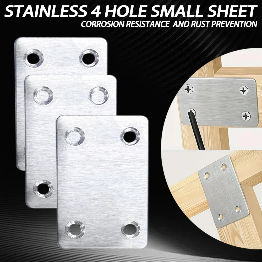 

stainless steel right Angle bracket, stainles steel straight four hole fixed Angle bracket, furniture flat repair plate fastener