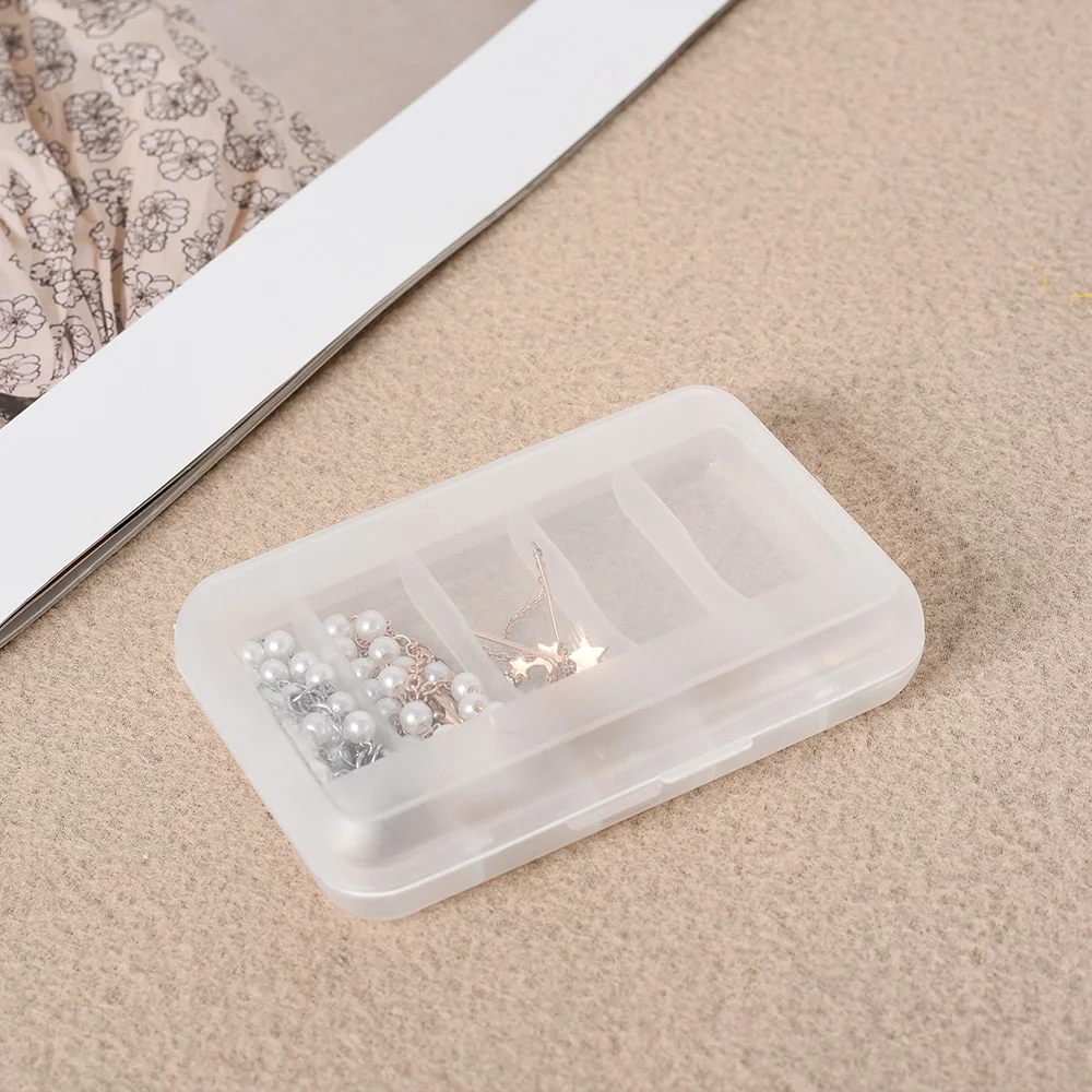 Transparent Storage Boxes 5 Palace Grid Containers with Lids Small Clear Plastic Box for Jewelry Home Accessories Packaging