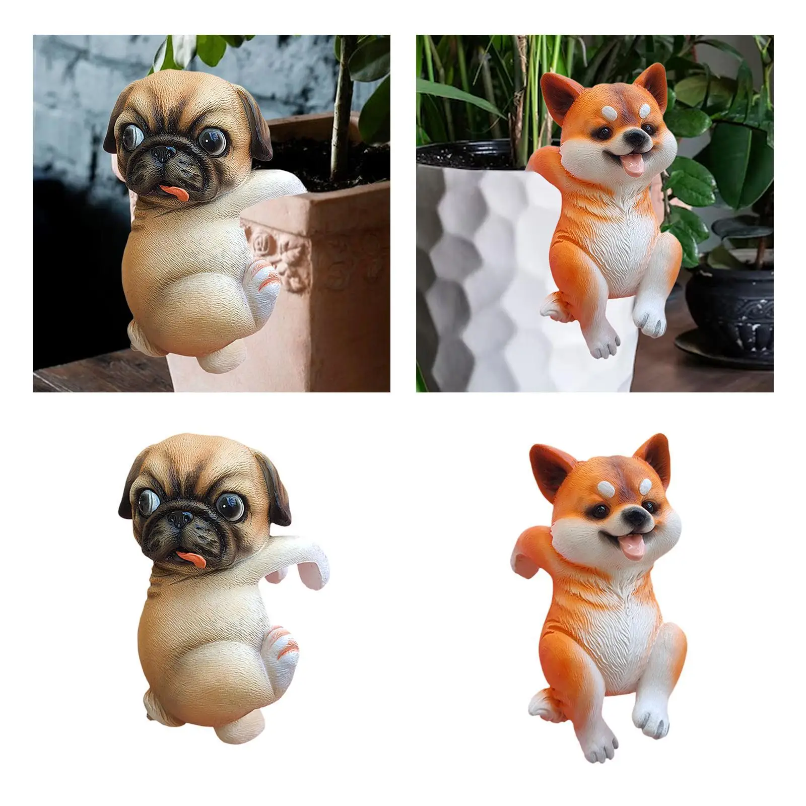 

Dog Garden Statue Flowerpot Decor Planter Hanging Pendant Ornament Animal Sculpture for Courtyard Outdoor Yard Balcony Terrarium