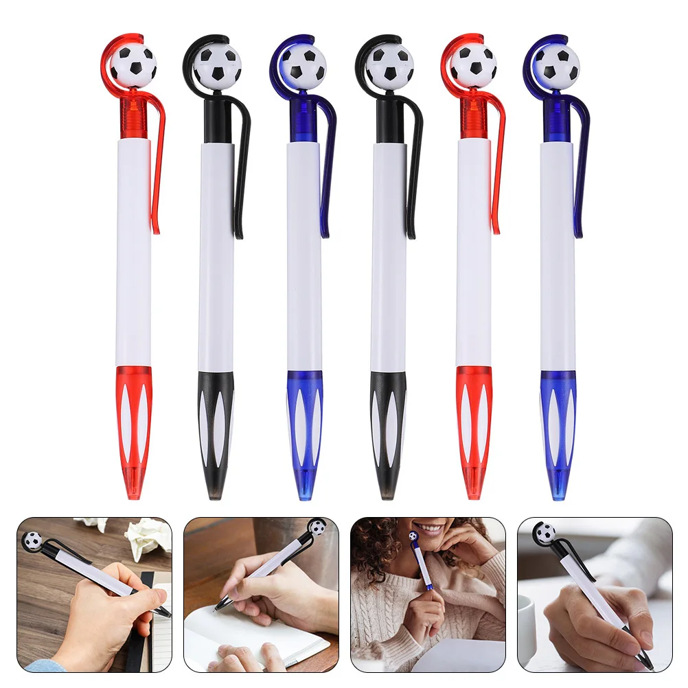 

6Pcs Plastic Soccer Ballpoint Pens Cartoon Football Style Smooth Writing School Supplies Office Study Stationery Party Gift