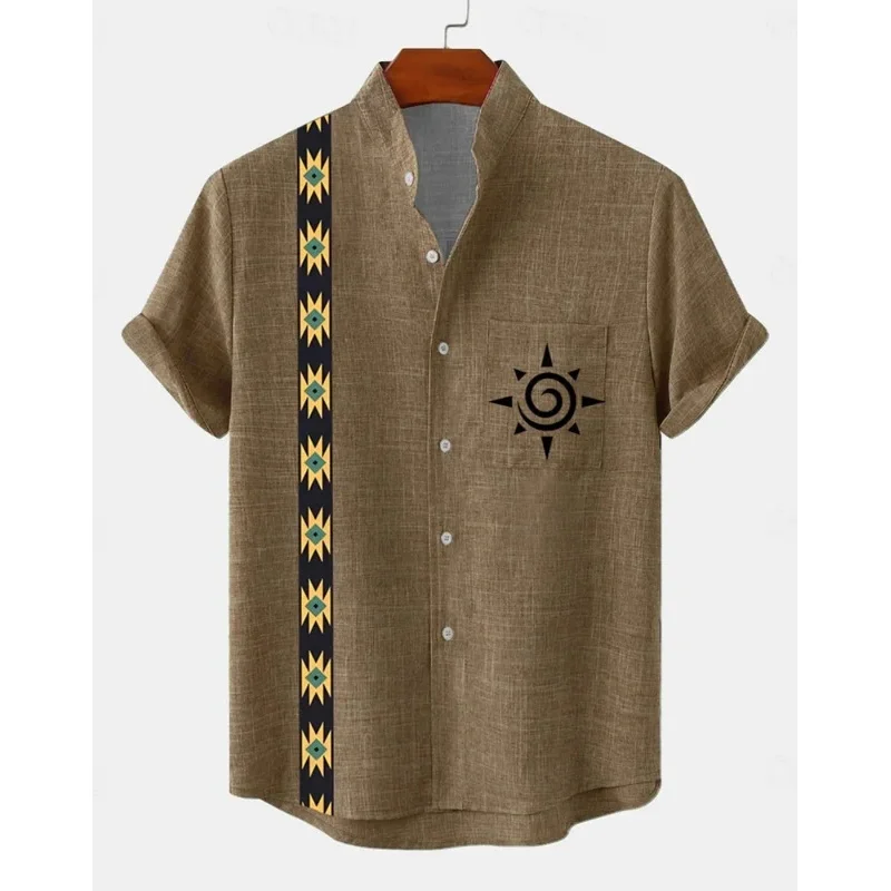 Men's New Linen Hawaiian Shirt 3D Fashion Short Sleeve Casual Urban Trend Summer Comfort Vacation