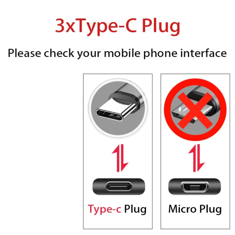 short 3 in 1 USB C to USB C Multi 3 in 1 Type C to 3 Type C Port Charger Cord,5V 2A Fast Charging Cable for 3 Mobile Phones 20cm