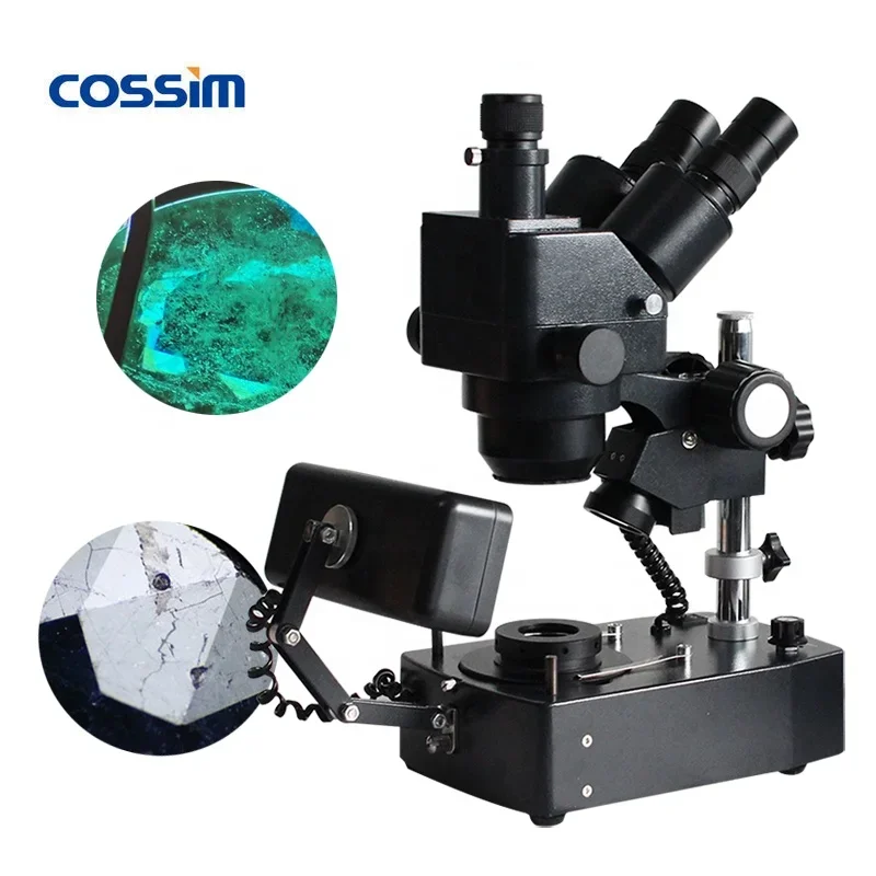 1X~4X Digital Black Gem Stone Identifier Camera Jewelry Microscope With Halogen Lamp For Diamond Identification