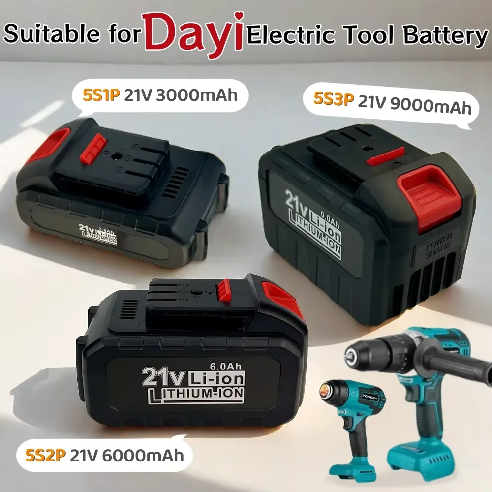 

Lithium-ion Rechargeable Power tool Battery 21V 3.0/6.0/9.0Ah For Dayi Cordless Electric wrench, drill, saw etc