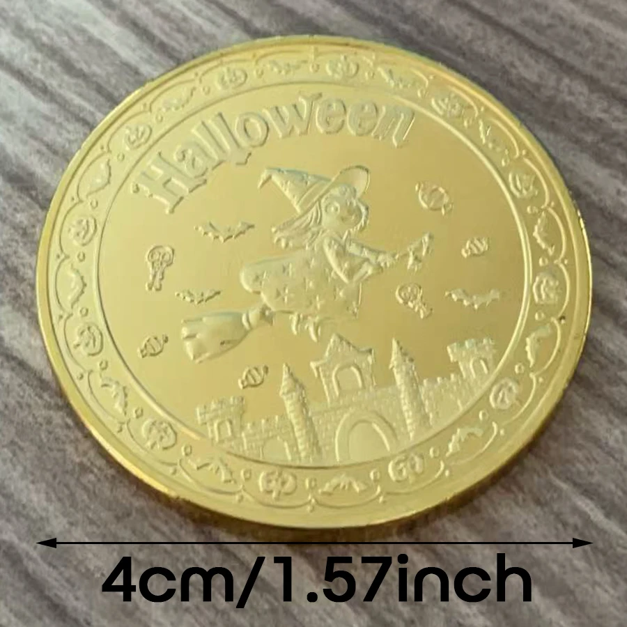 سعيد هالوين الذهب عملة العظام سحر التحدي عملة مخيف الزينة ميدالية تذكارية في الكبسولة هدية تذكارية #2