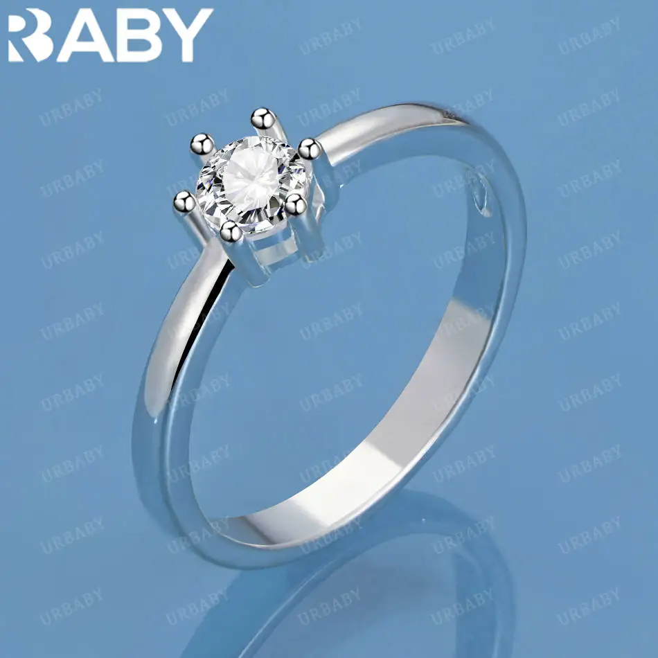 

URBABY 925 Sterling Silver Minimalist Zircon Open Ring For Women Fashion Jewelry Charm Grace Wedding Engagement Accessories