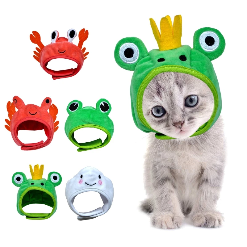 Hat Pet Ear Warmer Cartoon Animal for FROG Cap Party Costume Accessories Plush Headwear for Cat Small Puppy Bunny