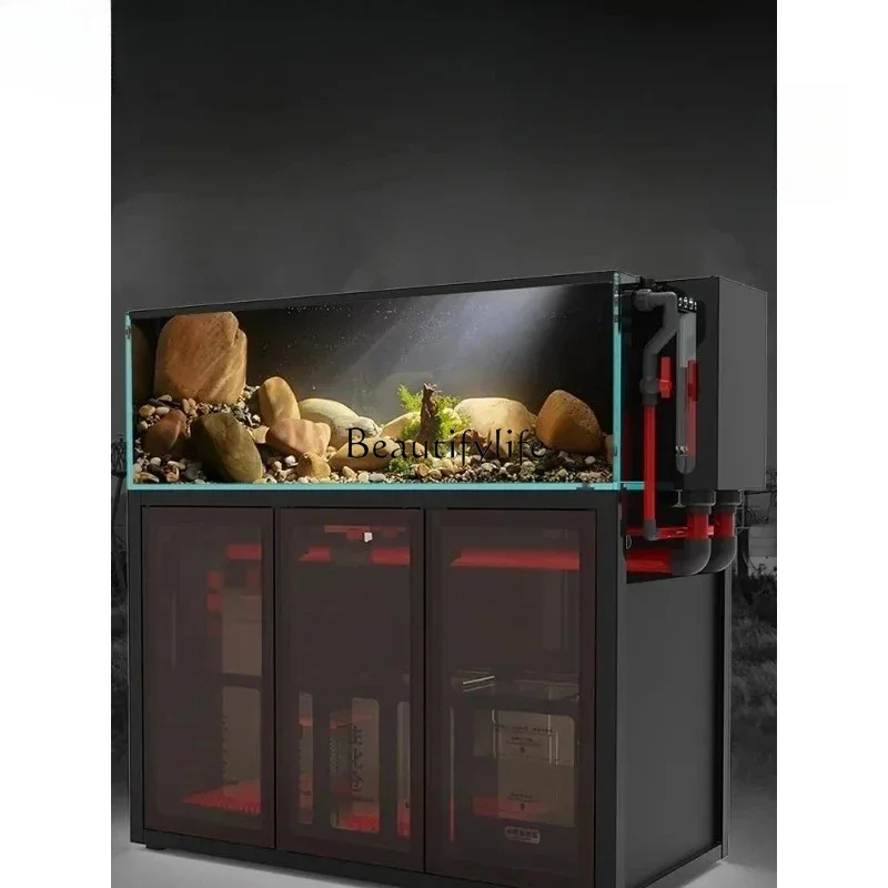 03.Aquarium bottom filter ultra-white glass Lanshou stream tank bag back overflow ecological sea tank