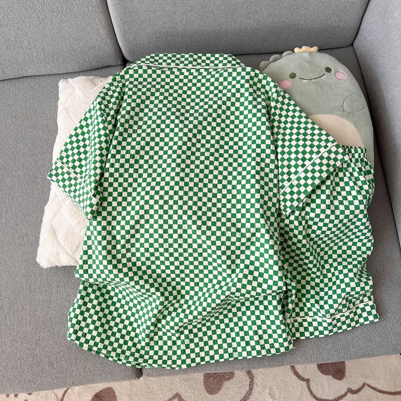 2Summer short-sleeve pajama set for women, comfortable and trendy, shorts can be worn outside, home wear set
