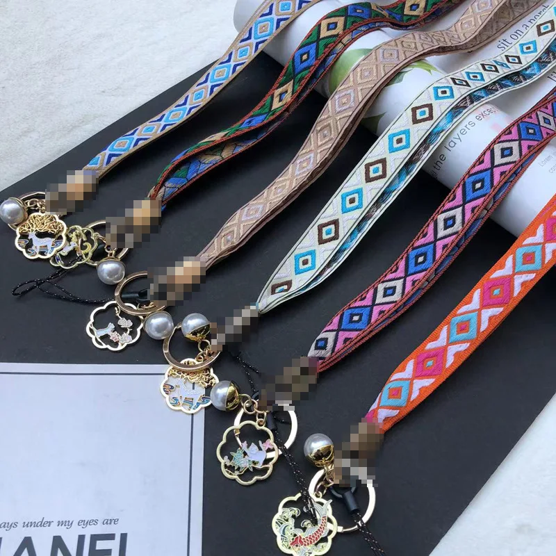 New multi-function neck lanyard hand-woven pendant pendant key ID card gym mobile phone with USB badge clip lanyard