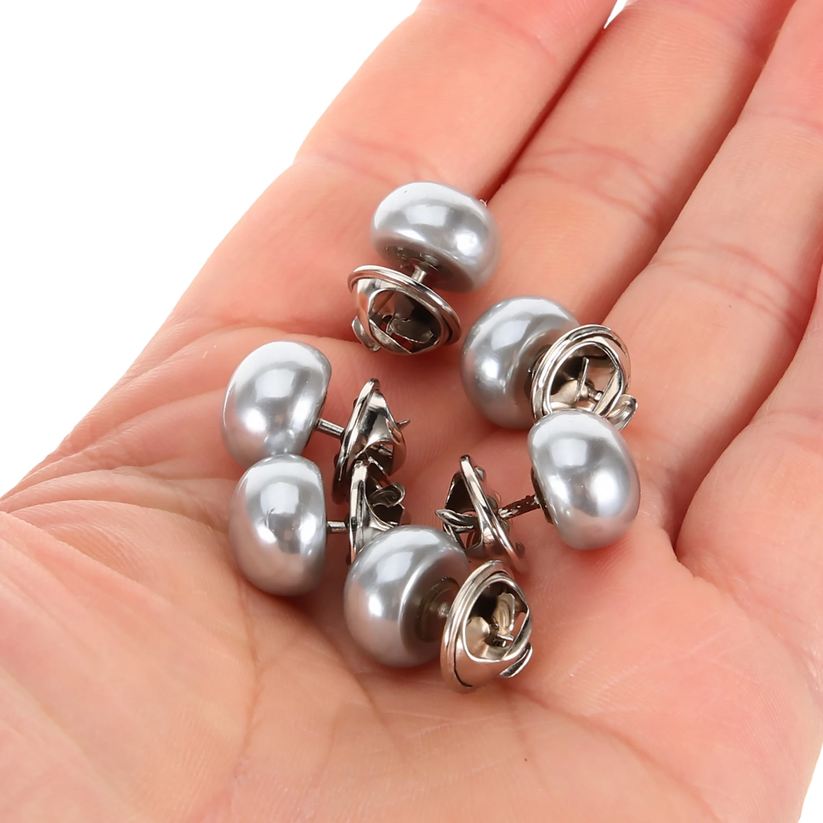 

10Pcs No Sew Shirt Button Pins Pearl Brooch Buttons Safety Buckle for Women's Dress Shirt Vest Accessories Pearl Button