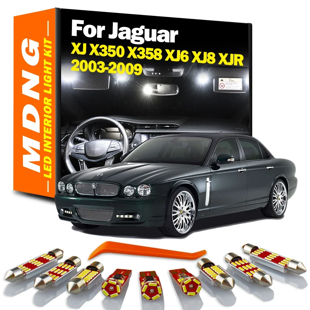 MDNG 26Pcs For Jaguar XJ X350 X358 XJ6 XJ8 XJR 2003-2007 2008 2009 Vehicle LED Bulbs Interior Dome Map Light Kit Canbus No Error