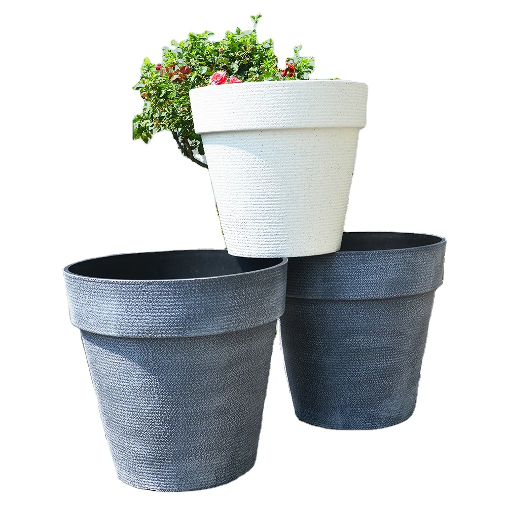 Big Size Plastic Circle Round Plant Pot 60 Large Outdoor Flower Pots & Planters 23.6 Inch Light Weight Stackable Flower Pot