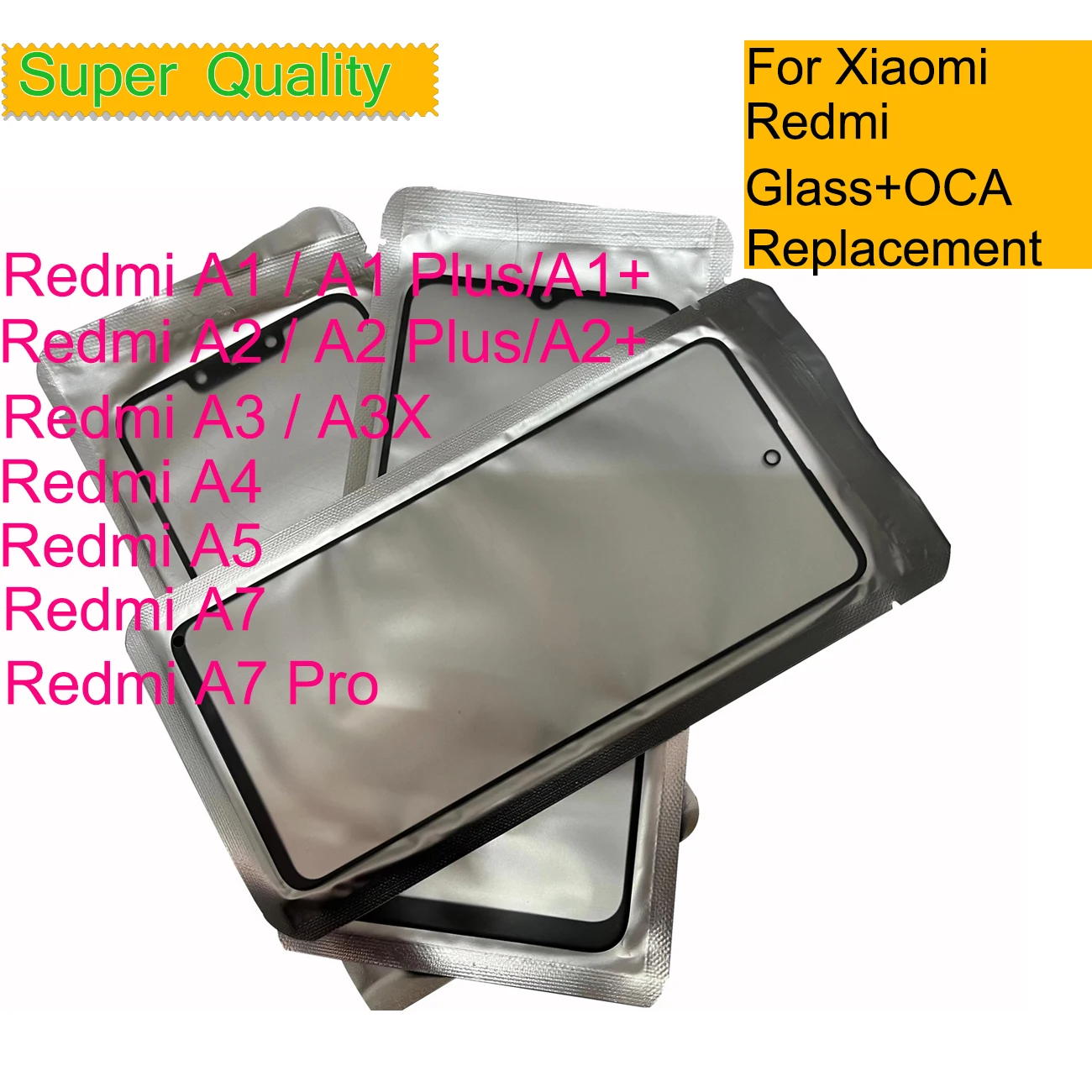 10Pcs For Xiaomi Redmi A7 Pro A7 A5 A4 A3 A3X A2 A1 Plus Touch Screen Panel Front Outer Glass Lens With OCA Repair Replacement