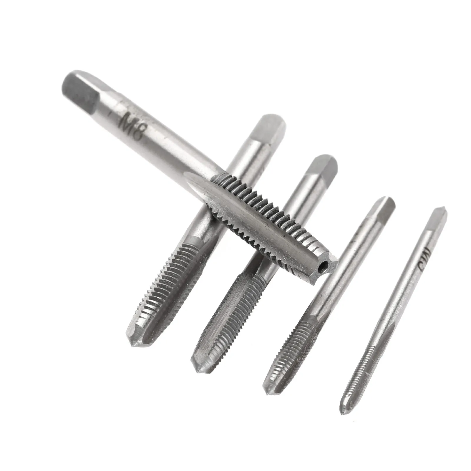 5PCS/Set HSS M3 M4 M5 M6 M8 Machine Spiral Point Straight Fluted Screw Thread Metric Plug Hand Tap Drill M3-M8 Screw Extractor