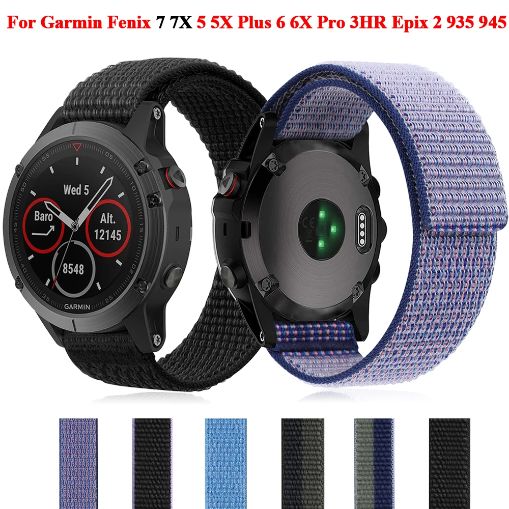 สายรัดไนลอน22มม. 26มม. สำหรับ Garmin Fenix 7 7X 6 6X Pro 5X 5 plus epix Gen 2 945สายรัดข้อมือสมาร์ทวอท์ชสายรัดข้อมือ
