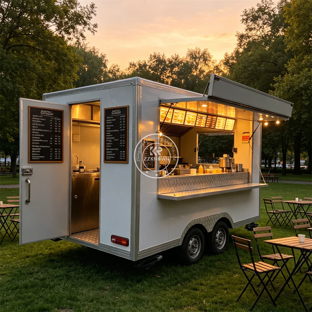 

Customized Coffee Juice Ice Cream Cart Fast Food Truck Street Catering Truck Mobile Food Trailer With Fully Equipped Kitchen