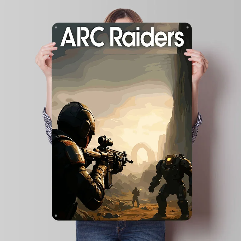 ARC Raiders Spielszene Blechschild Poster Individualisierte Wandkunst Retro Vintage Metallschilder für Gamer Schlafzimmer Dekoration Gemütliches Zuhause