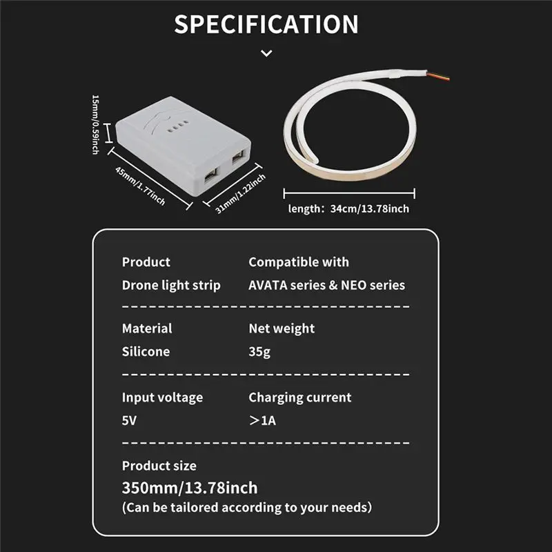 Y44A For DJI AVATA 2 NEO Drone Luminous LED Light Strip RC Lights Night Flight Button Switch