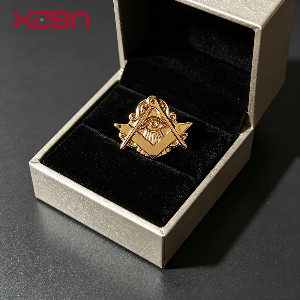 Masonic Lapel Pins Badge Mason Freemason Compass And Square God of Eye Gold Plated Knight Templar Knight Identity Brooches