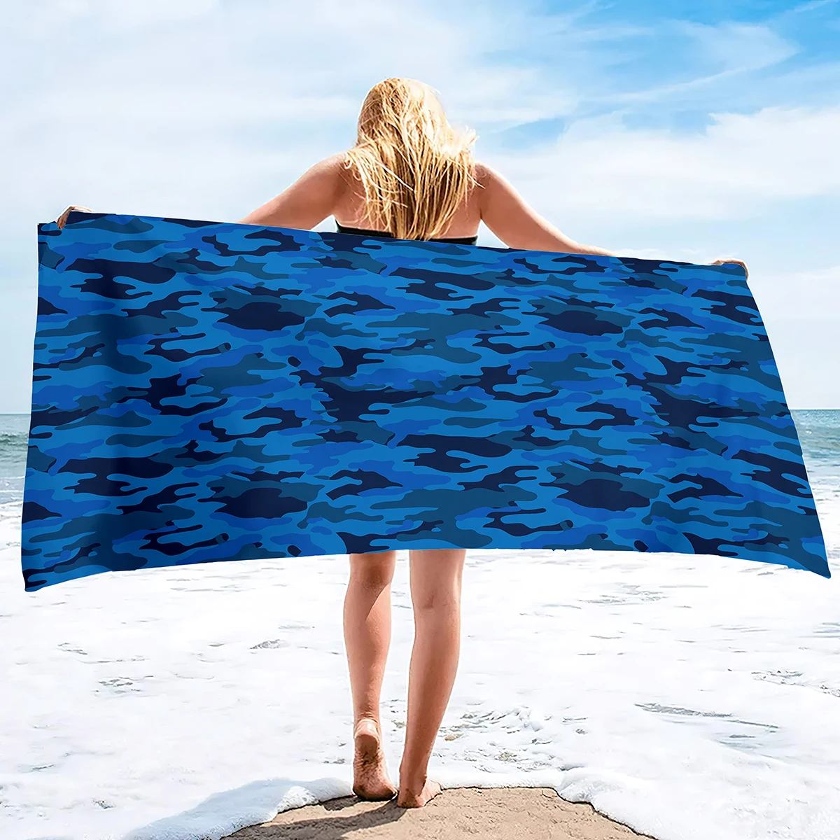 Camouflage Beach Towels Oversized Swim Towels Sand Free Sports Towels Lightweight Super Absorbent Soft Towel for Men boys