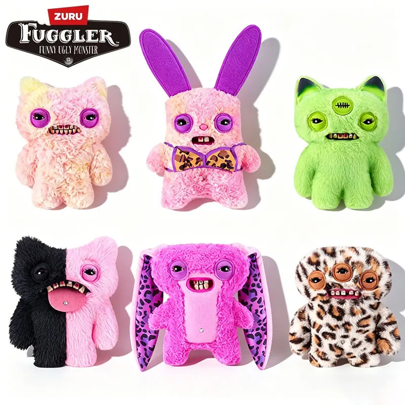 22cm Original Fuggler Baddies Plush Toys Funny Ugly Teeth Monster Leopard Print Dolls Soft Stuffed Animal Girl Plushies Toy Gift