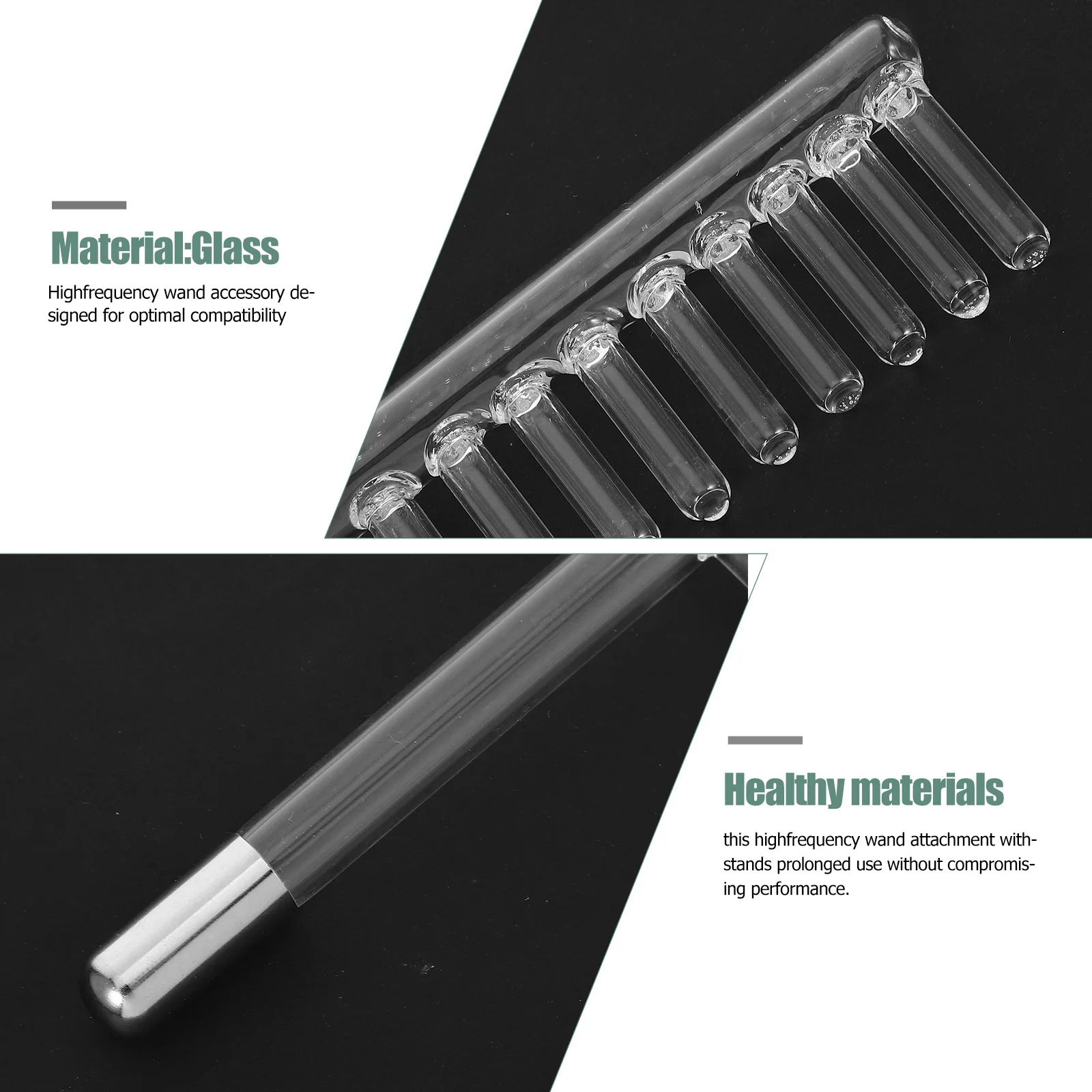 2-teiliger Elektrodenstab, Glasrohr, Hochfrequenz-Geräteersatzteile, langlebiges, nicht leitendes Zubehör für sichere Behandlung