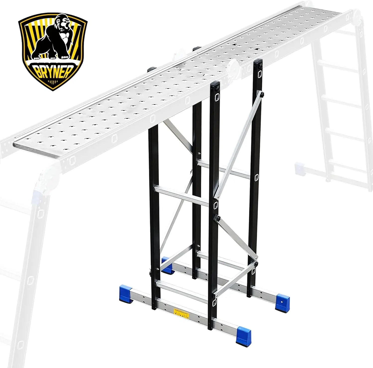 Scaffolding Platform, Work with 7 in 1 Multi-Purpose Folding Ladder, Supporting Rack and Steel Trays Work Platform