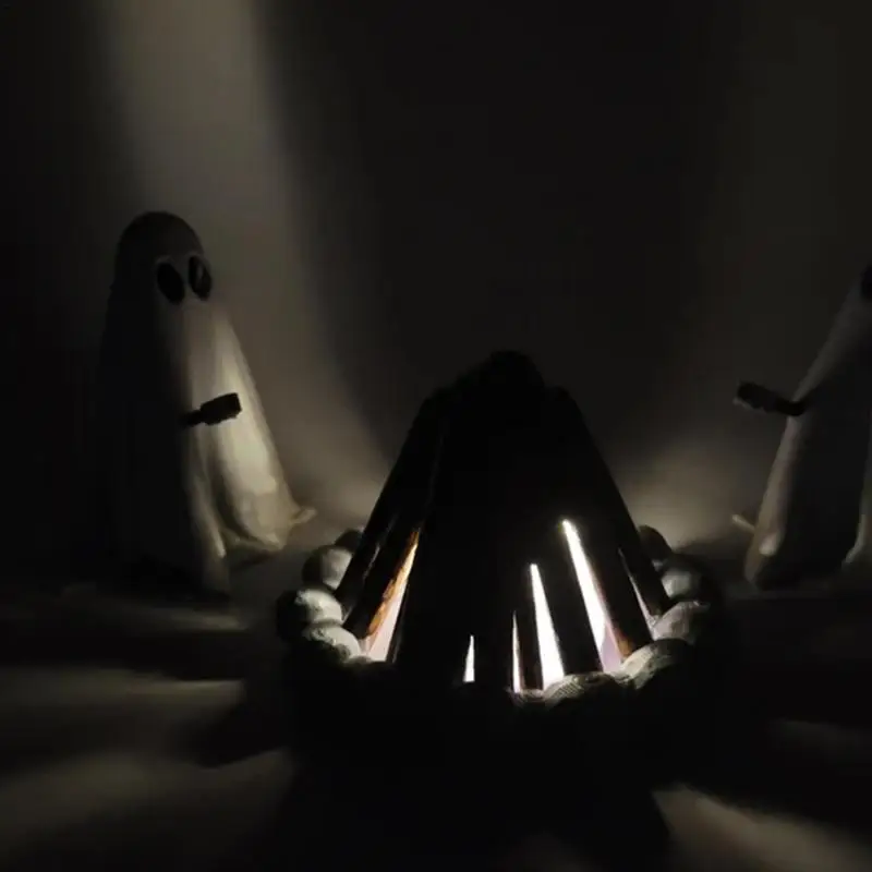 Dekorasi hantu Halloween patung hantu kecil dengan api Resin dekorasi hantu Dekorasi Rumah Halloween patung hantu untuk keluarga