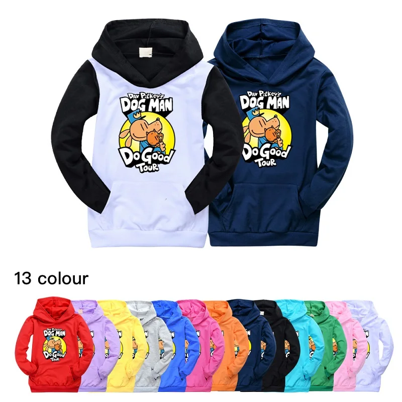 Dog man Clothes 2-15 years  Kids Pullove Sweatshirt Toddler Girl Autumn Hooded Christmas Gift Baby Boy