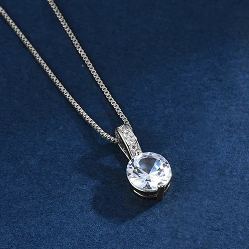 Huitan Ewigkeits-Anhänger-Halskette mit rundem Zirkonia, schlichte und elegante Damen-Accessoires für die Hochzeit, klassischer Schmuck – Detail 14