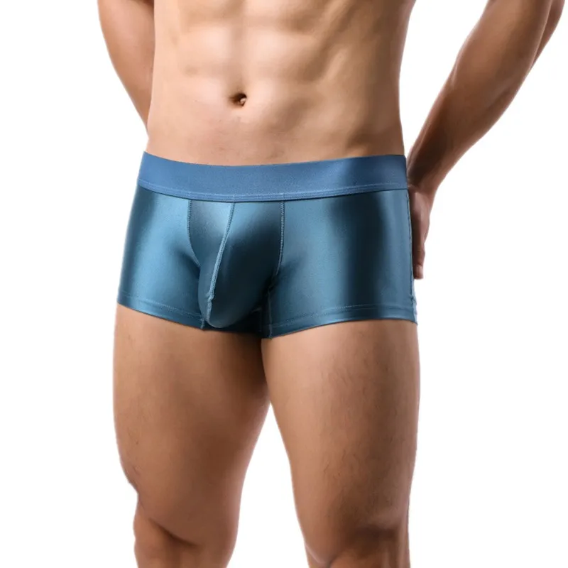 

Men's Boxer Shorts Solid Underwear Man Slim Nylon Middle Rise Panties Cueca Breathable JJ Pouch Underpants Male Plus Size M-XXL