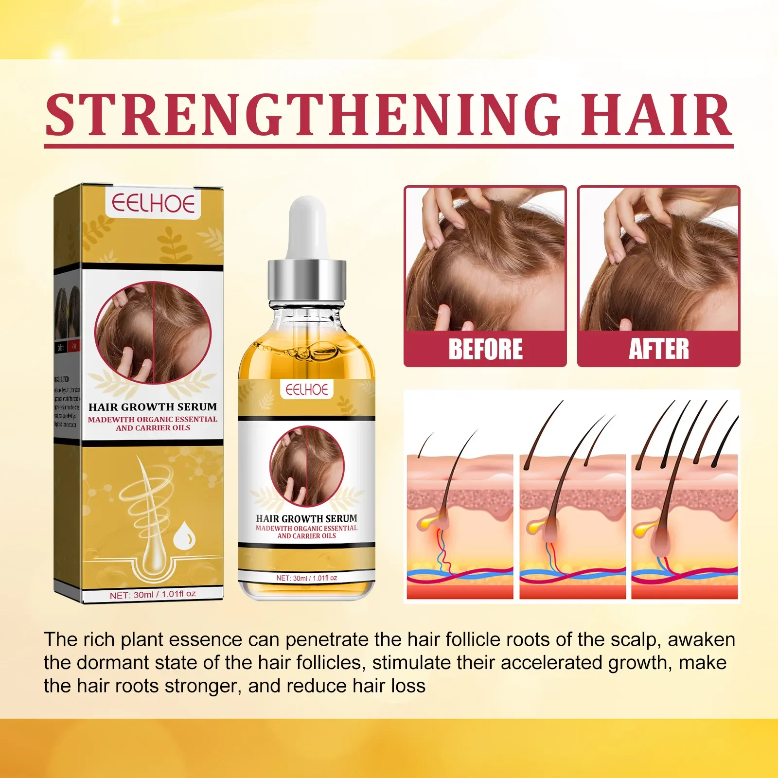 2023 Biotin Fast Hair Growth Oil Hair Regrowth Serum Hair Thinning Treatment Hair Growth Liquid Anti-Hair Loss for Women and Men