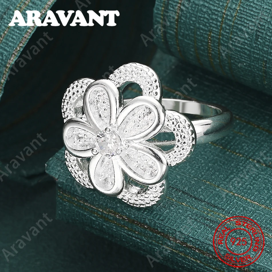 925 Sterling Silver Double-Layer Flower Zirconia Ring - A Unique Gift For Women, Versatile For Events And Jewelry