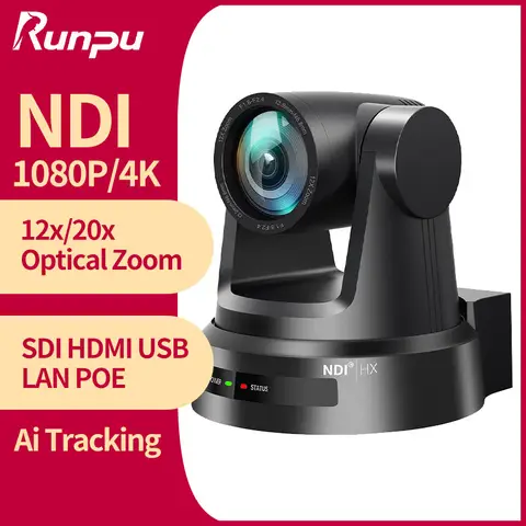 AI 추적 기능이 있는 4K/1080P PTZ NDI 카메라 12x/20x SDI HDMI USB 3.0 교회용 IP 화상 회의 카메라 줌 Youtube Skype
