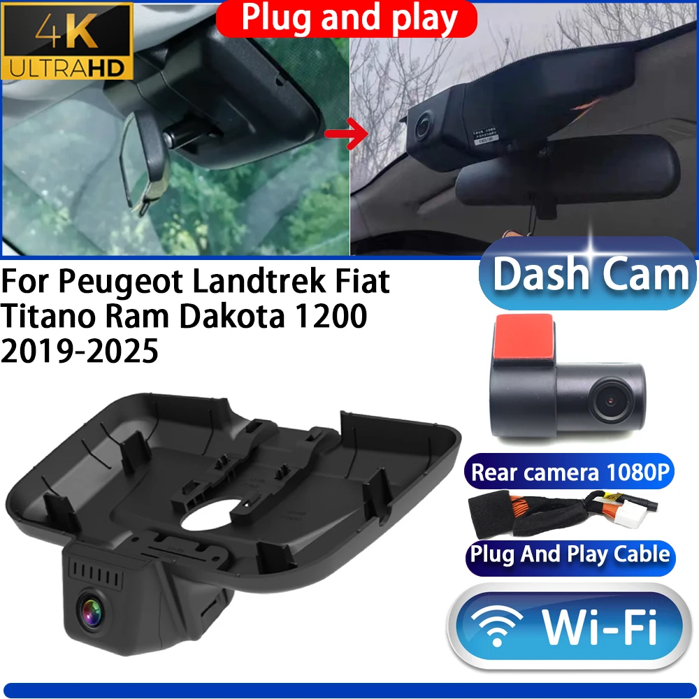 HighCity For Peugeot Landtrek Fiat Titano Ram Dakota 1200 2019-2025 Dash Cam Camera DVR UHD 2160P Plug And Play Video Recorder