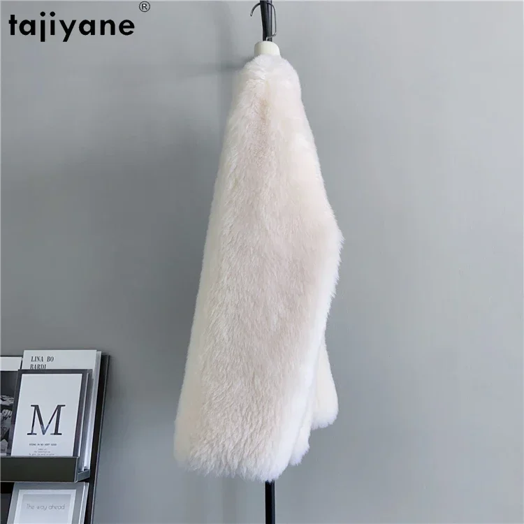 Fujiyane jaket cukur domba elegan baru mantel wol murni musim dingin 100% mantel bulu pendek Double Breasted Veste Femme