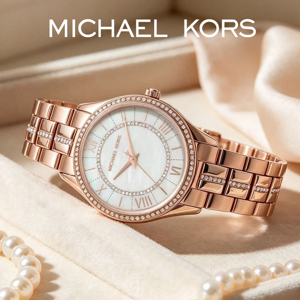 Michael Kors MK3716 Ladies Quartz Watch 33mm Rose Gold Case Mineral Glass Steel Bracelet 5ATM Waterproof Glam Dress Watch Gift
