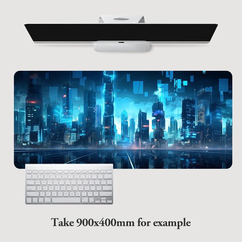 Imagem -04 - Surrealismo Neoprene Rubber Mouse Pad com Top Fabric Cyberpunk Game Mat Cobertura de Mesa Tamanho Grande 900x400 mm 800x300 mm 800x300 mm