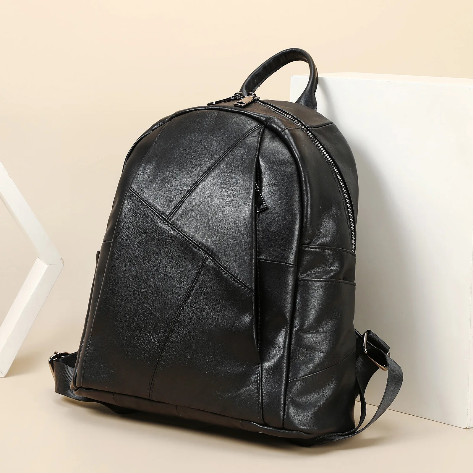 

Women's Fashion Genuine Leather Backpack - Large Capacity Multi-Pocket Chic Casual Work Commuter Everyday Bag Modern Design
