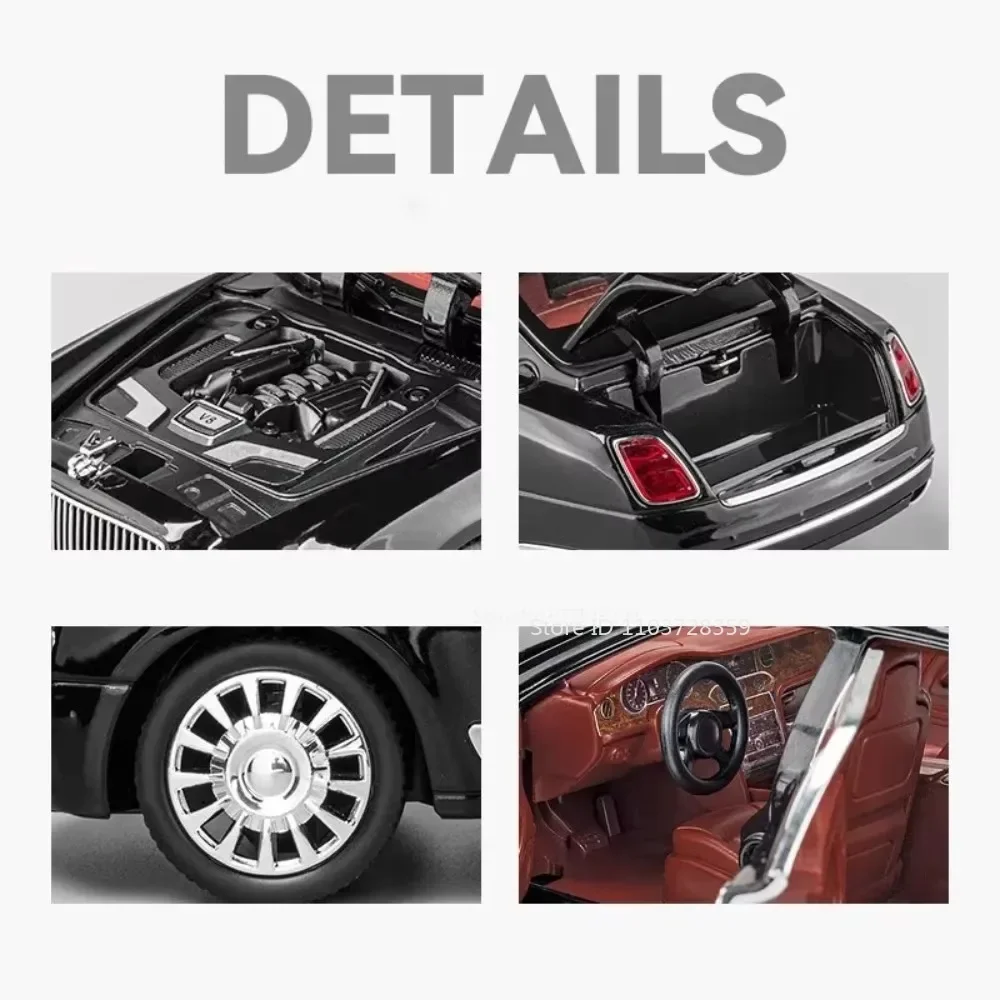 1:24 뮬산 컨티넨탈 GT 모델 장난감 자동차 합금 다이캐스트 사운드 라이트 도어 오픈 풀백 쇼크 흡수 수집 모델